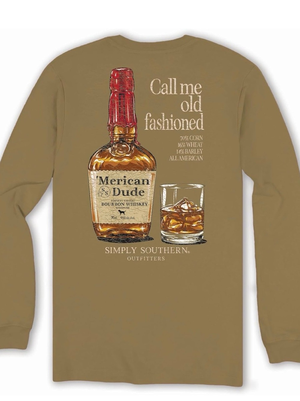 Simply Southern "Call Me Old Fashioned" Whiskey ‘Merican Dude LS Tee T Shirt XL